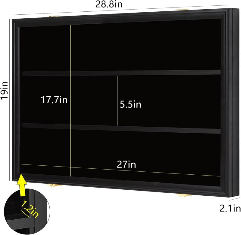 Baseball Card Display Case - Lockable Wall Mount with UV Protection Acrylic Door | Holds Graded Cards