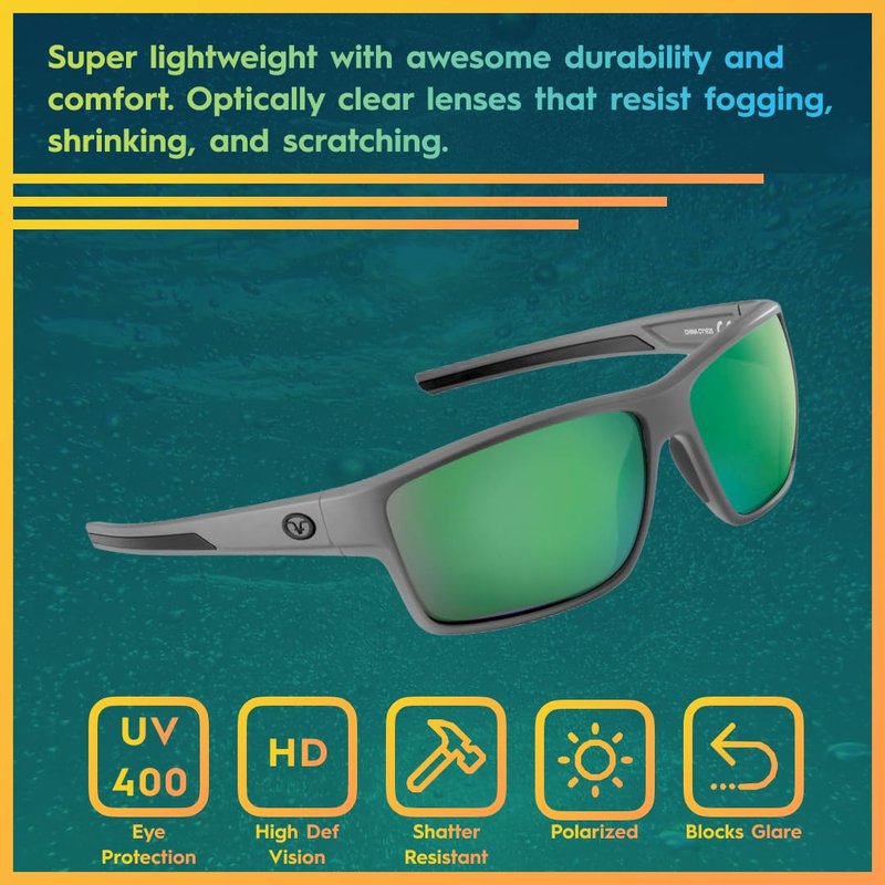 Flying Fisherman Mojarra Polarized Sunglasses with 100% UVA & UVB Protection for Fishing, Biking, Golf, Hiking, Beach, Driving