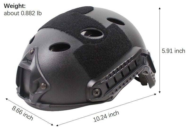 Haverain Tactical Helmet Fast PJ Type Survival Game Helmet Cosplay Helmet Outdoor Airsoft Helmet Survival Game Equipment Beginner Replica Breathable Multifunctional Made of ABS (Black)