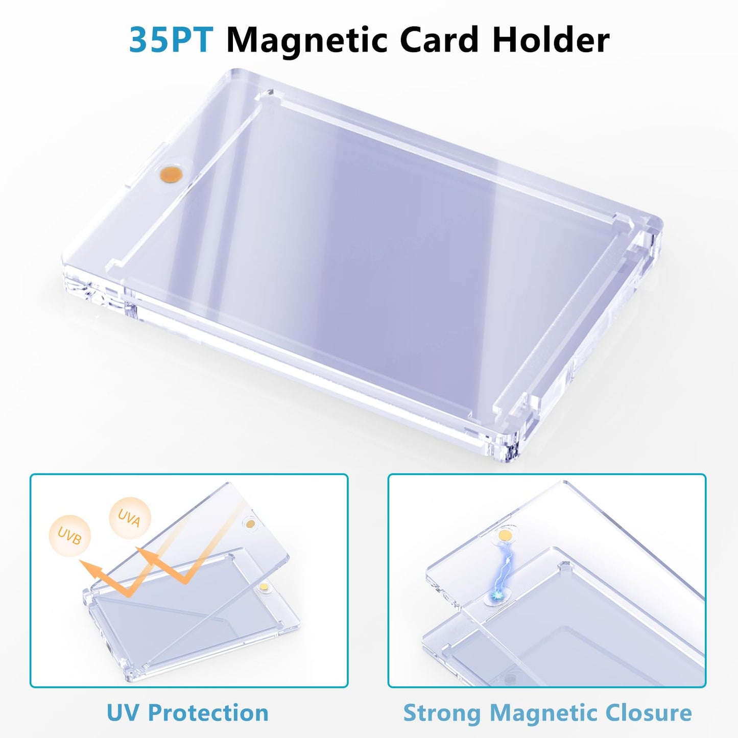 120ct Magnetic Card Holder, 35pt One Card Touch Holder for Trading Cards,Baseball Card Protectors Hard Plastic, Display Case for Collectible Cards Sport Cards Game Cards Top Loads for Cards Sleeves