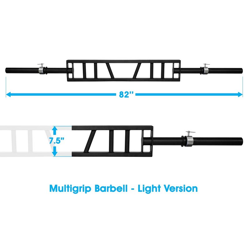 Yes4All Multi Grip Barbell - Swiss Bar, American Bar with 2 Collars, Fits Olympic Weight Plates - Commercial and Home Gym & Support Pressing, Lifting & Curls