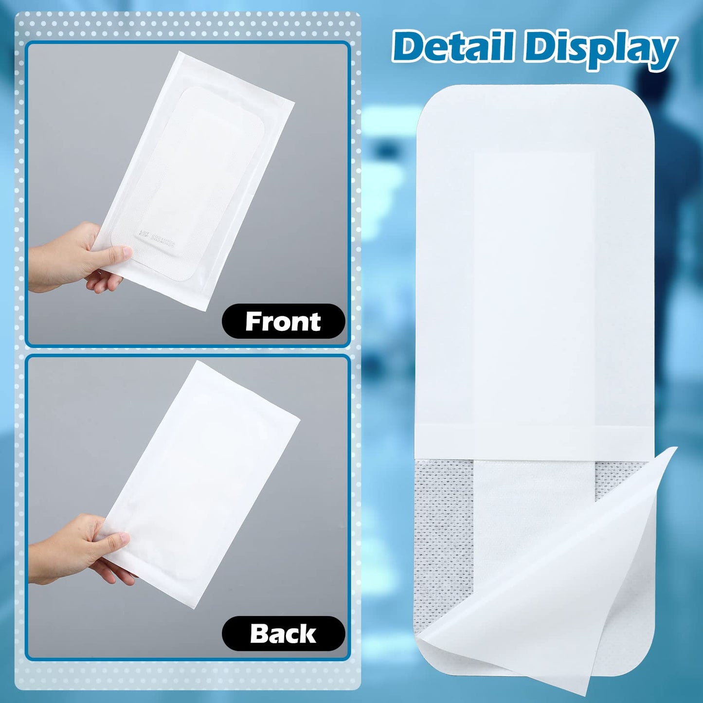 15 Pcs Bordered Gauze Pad Aseptic Island Dressing 4 x 10 Inch Wound Bandage with Adhesive Border Non-Stick Pad in Center Breathable Patches Post Shower Individually Packed for Wound Care First Aid