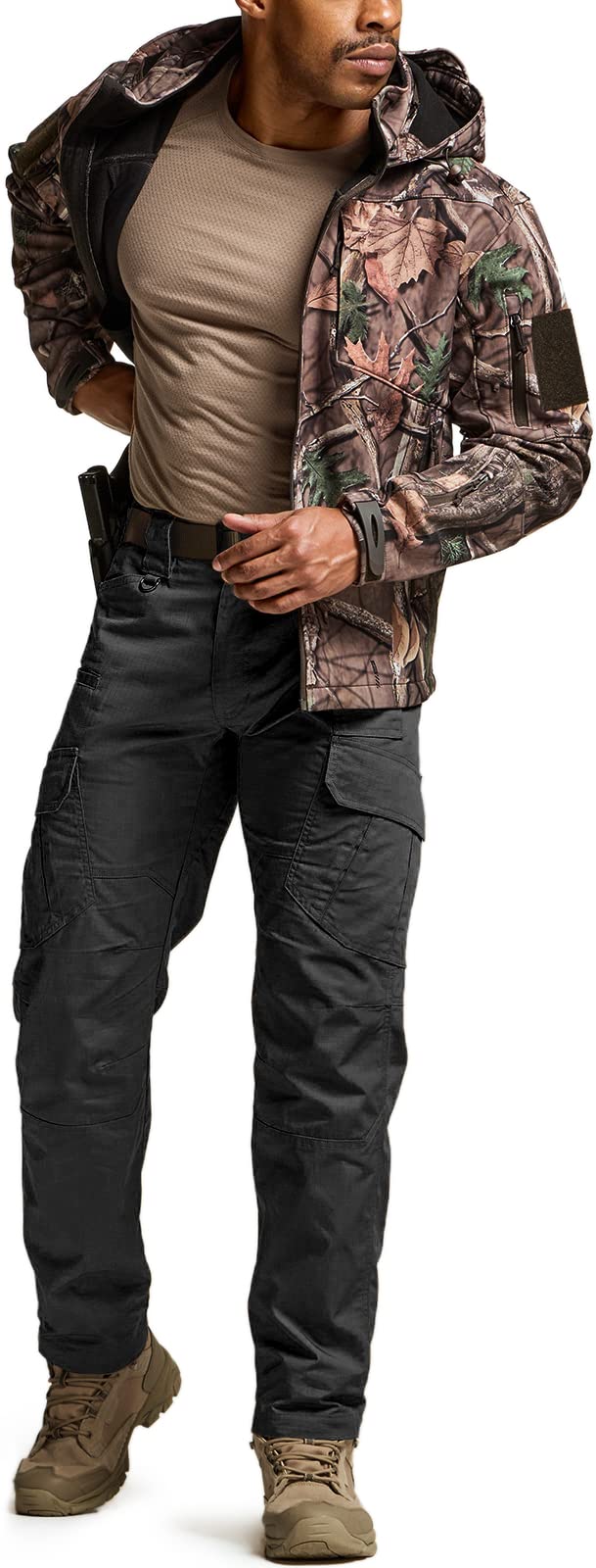 CQR Men's Tactical Pants, Water Resistant Ripstop Cargo Pants, Lightweight EDC Work Hiking Pants, Outdoor Apparel, Duratex Mag Pocket Black, 36W x 30L