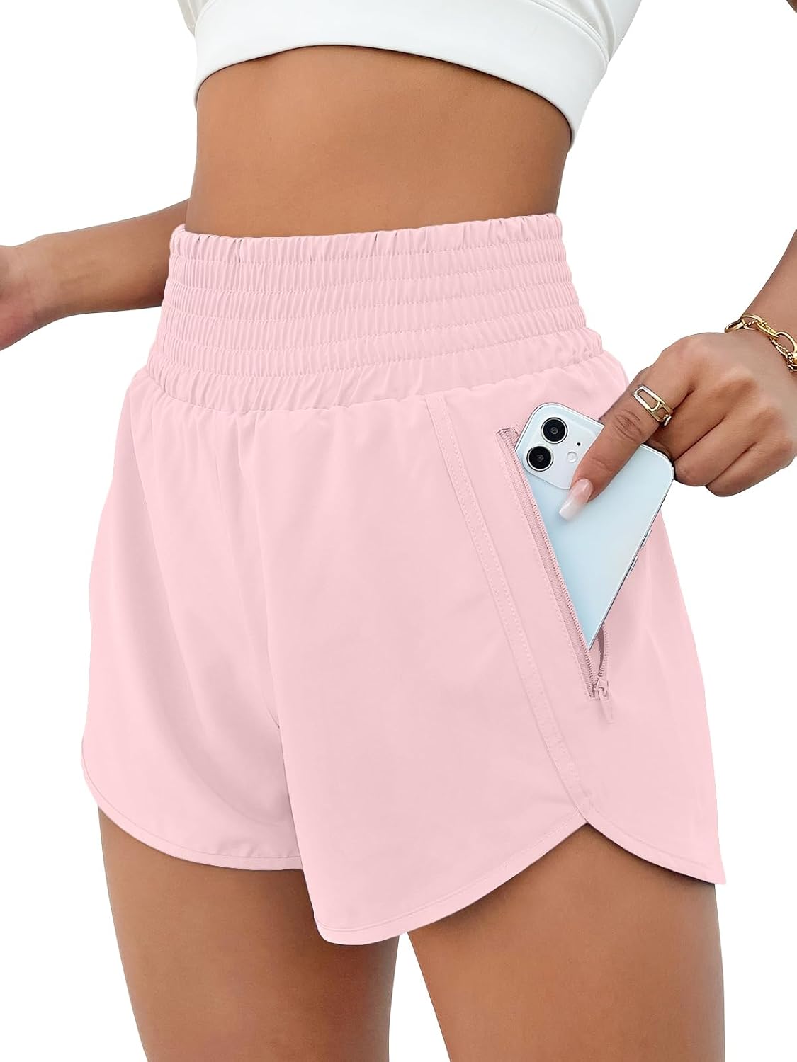 Women's High Waisted Athletic Shorts - 2.5” Running Shorts with Pocket for Gym & Workout