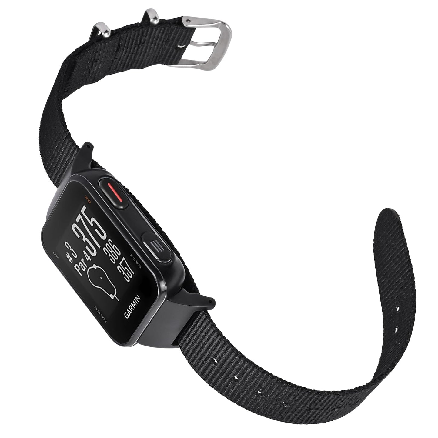 C2D JOY One Sheet Nylon Strap Compatible with Garmin Approach s10 Replacement Golf WatchBand (Black)