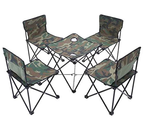 HUAWELL Lightweight Camping Chair 5-Pack Folding Portable Seat Stool with Shoulder Strap, Perfect for Outdoor Traveling Camping Picnic Fishing (Camouflage 5 Piece Set)