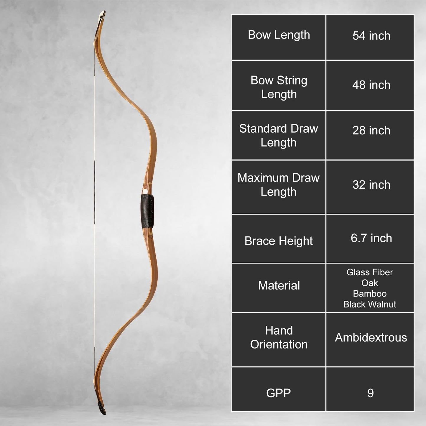 AF Archery Tatar Recurve Bow, Takedown Traditional Laminated Horse Bow for Mounted Archery and Precision Shooting, Longbow Left Right Hand(Oak, 30lbs)