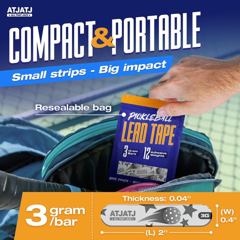ATJATJ 12 Pcs Gray Lead Tape for Pickleball Paddles, 3g per Piece High-Performance Adhesive Tape, Pickleball Paddle Weight Strips, Lead Tape for Golf Clubs, Tennis Rackets Increase Control & Power