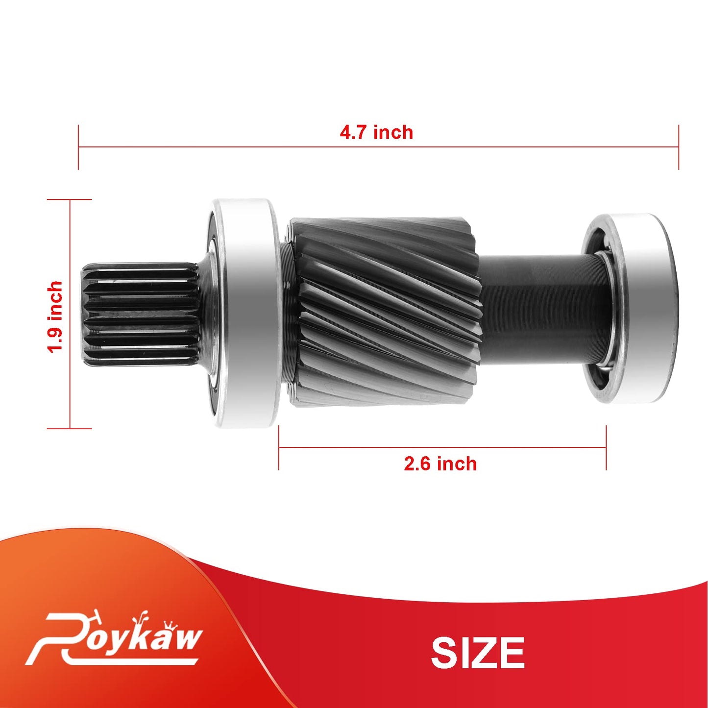 Roykaw Golf Cart Input Shaft Kit Compatible with EZGO 1988-1990 & 1994-up Marathon/Medalist/TXT Electric Golf Cart Models, 19 Splines/21 Tooth, 1.5" Diameter Gear, OEM # 26926G01, 28095G01, 612556