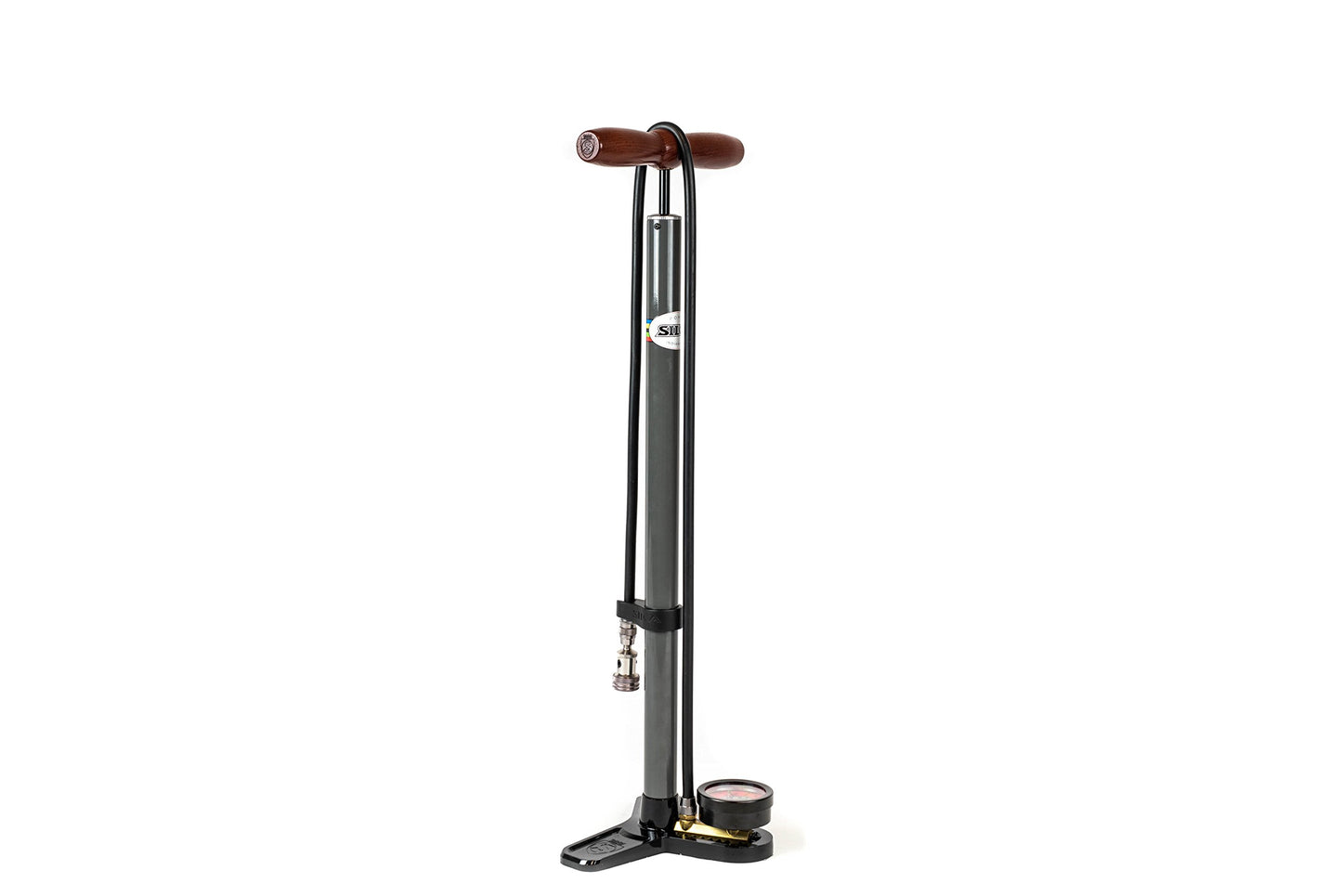 SILCA Pista Plus Bicycle Tire Pump | 120psi max Pressure, 2.5" Gauge | Presta & Schrader Valve | Durable Hose | High Performance | Bike Floor Pump