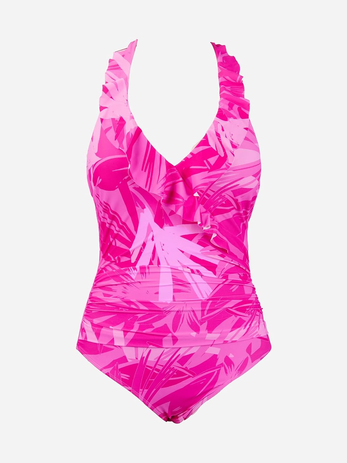 CUPSHE Women's One-Piece Swimsuit - Halter V-Neck Ruffle Back with Self-Tie Design | Stylish Bathing Suit