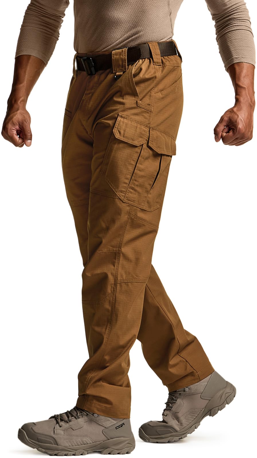 CQR Men's Tactical Pants, Water Resistant Ripstop Cargo Pants, Lightweight EDC Work Hiking Pants, Outdoor Apparel, Raider Mag Pocket Copper Brown, 34W x 30L
