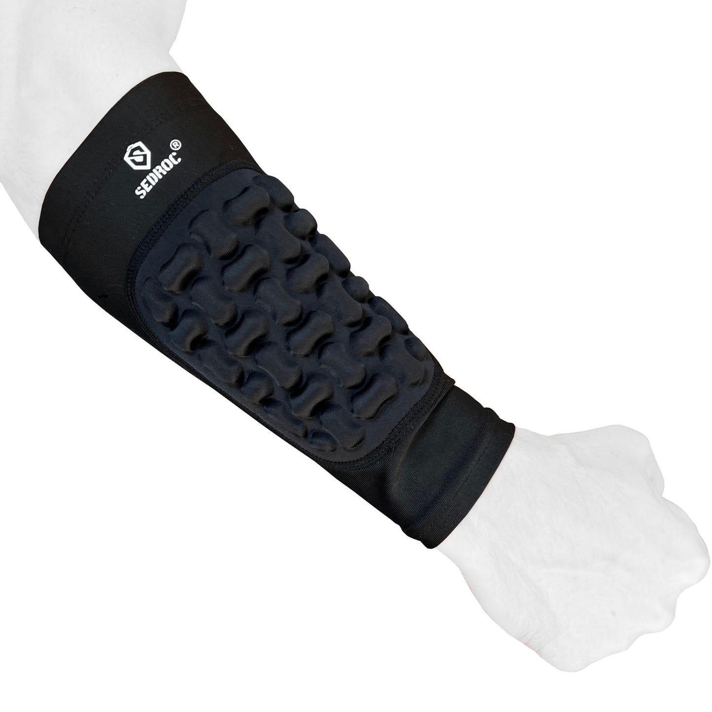 Sedroc Padded Arm Guards Forearm Protectors Ultra Thin Compression Sleeves with Pads (Black - Pair, Medium)