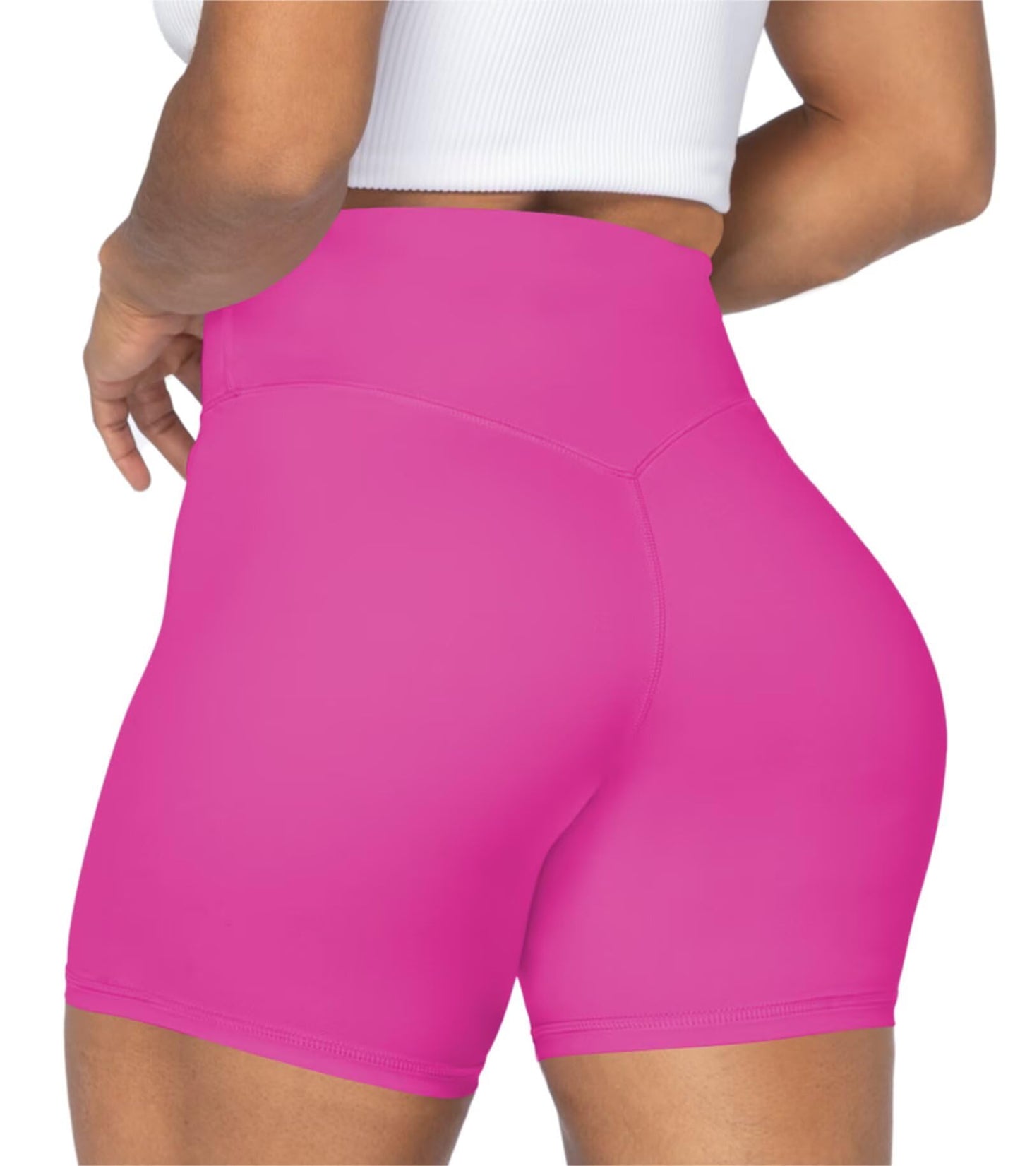 Sunzel Women's Biker Shorts in High Waist Tummy Control with No Front Seam 5" Hot Pink X-Small
