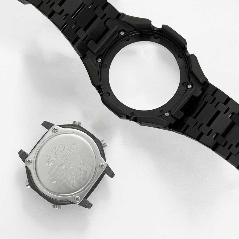 SRDZ Ga2100 Band Case Strap Mod Kit,Round Ring Metal Bezel 316L Steel Modify Custom Parts Compatible With Casioak G-shock Ga-2100/Ga-2110/GAB-2100 (Silver)