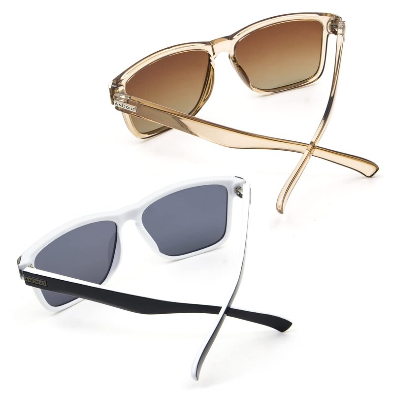 ANDOILT Sport Polarized Square Sunglasses (A7-3pcs-Grey Lens + Champagne + Coffee Lens)