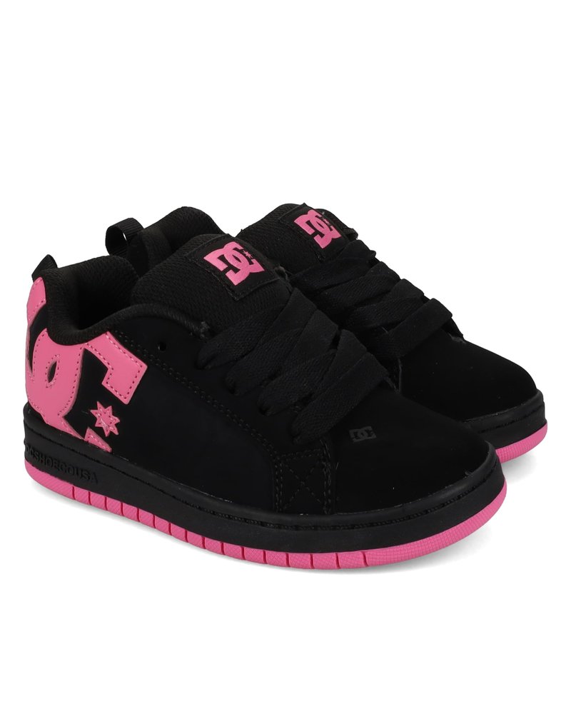 DC -girls Court Graffik Skate Shoe, Black/Pink, 1.5 Big Kid US