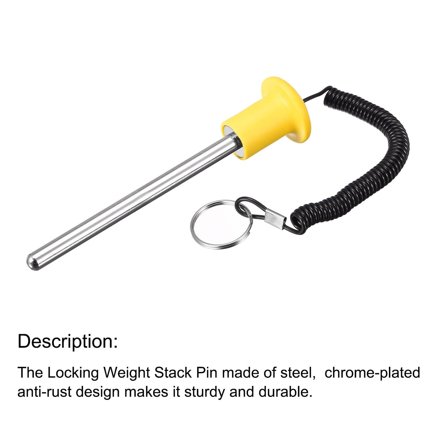 uxcell 10mm x 105mm Weight Stack Pin with Pull Rope Magnetic Strength Training Equipment Accessories for Fitness Training Yellow 2pcs