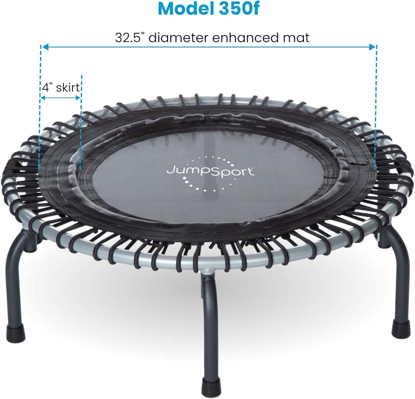 JumpSport 350f Lightweight Round Fitness Indoor Trampoline Rebounder Workout Home Gym Equipment with EnduroLast Elastic Cords for All Ages, Black