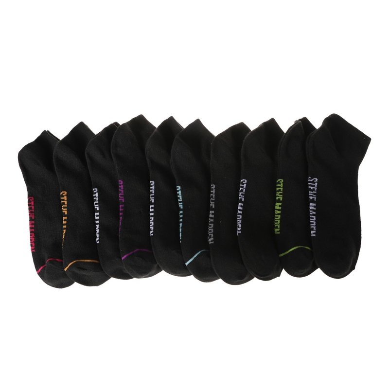 Steve Madden Women's 6, 8 and 10 Pairs Low Cut Sneaker Workout Running Sport Socks - Ankle Socks for Women, Black 2 (10 PK)