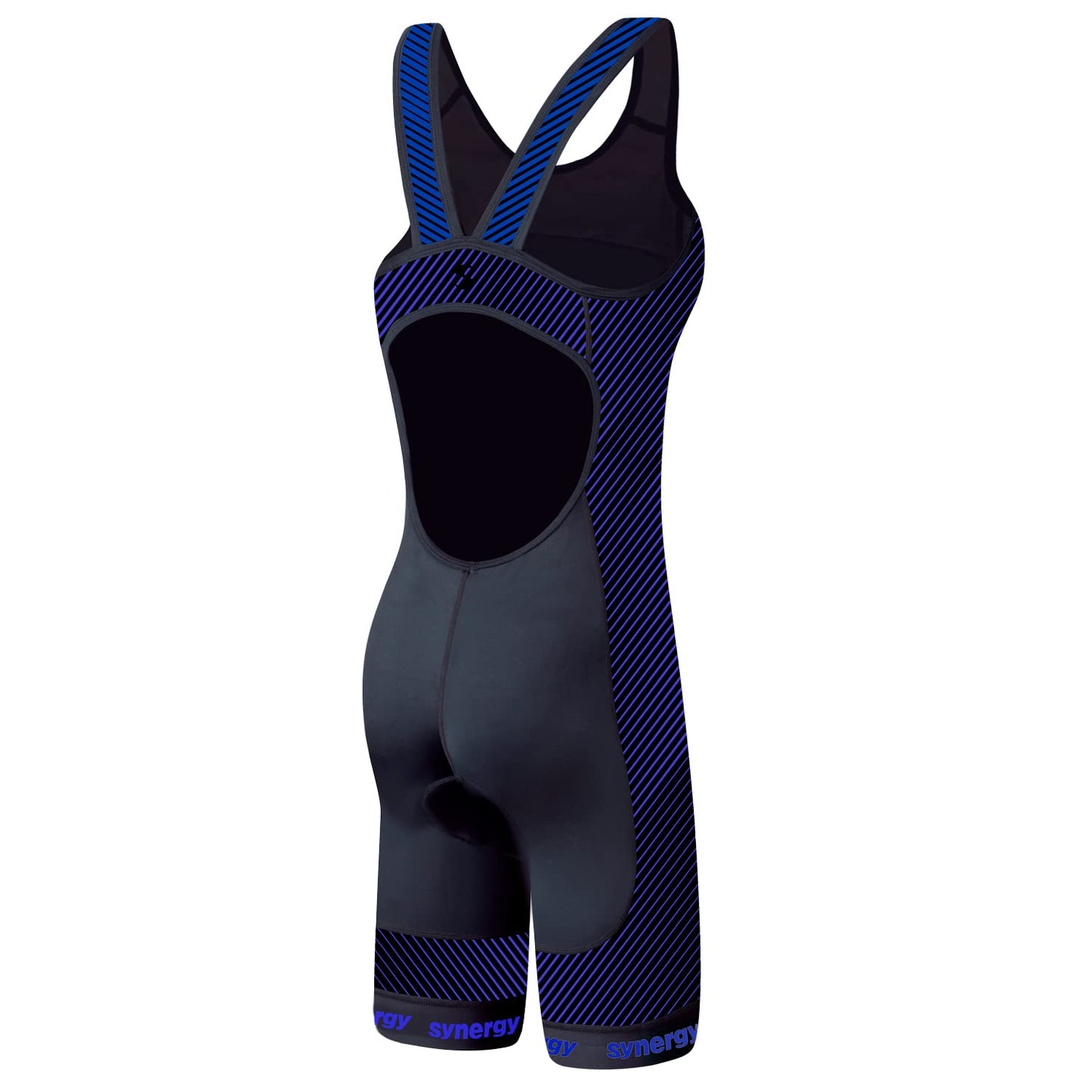 Synergy Women's Tri Suit - One Piece Triathlon Open Back Trisuit (Black/Citrus Lime, X-Small)