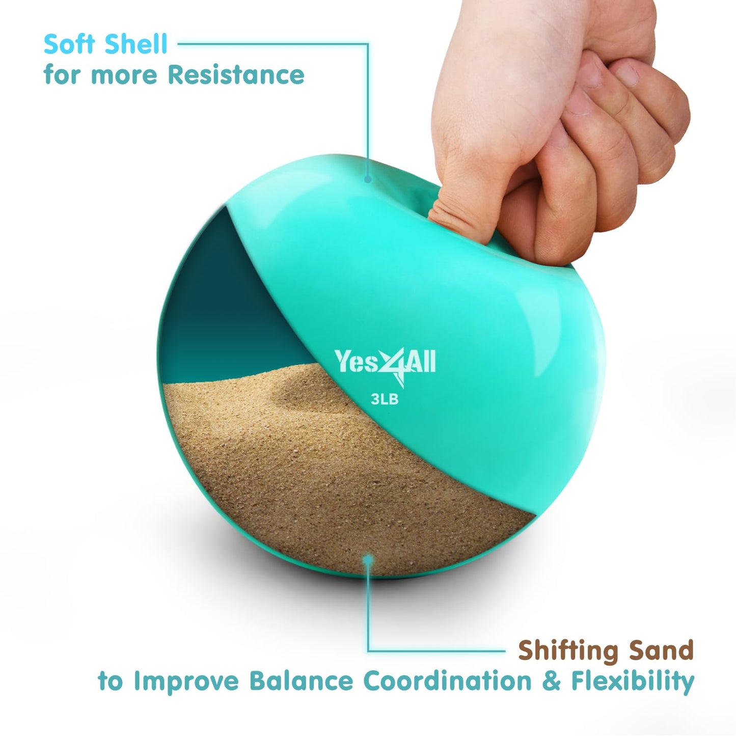 Yes4All Soft Weighted Toning Ball Smooth 2lb Blue