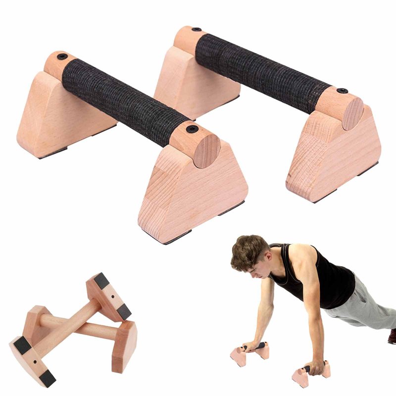 Wooden Parallettes Bars for Calisthenics - Handstand Push Up Bars for Training, L-Sit & Dip Workouts - Portable Fitness Equipment for Home Gym (Wooden, 7.88 inches)