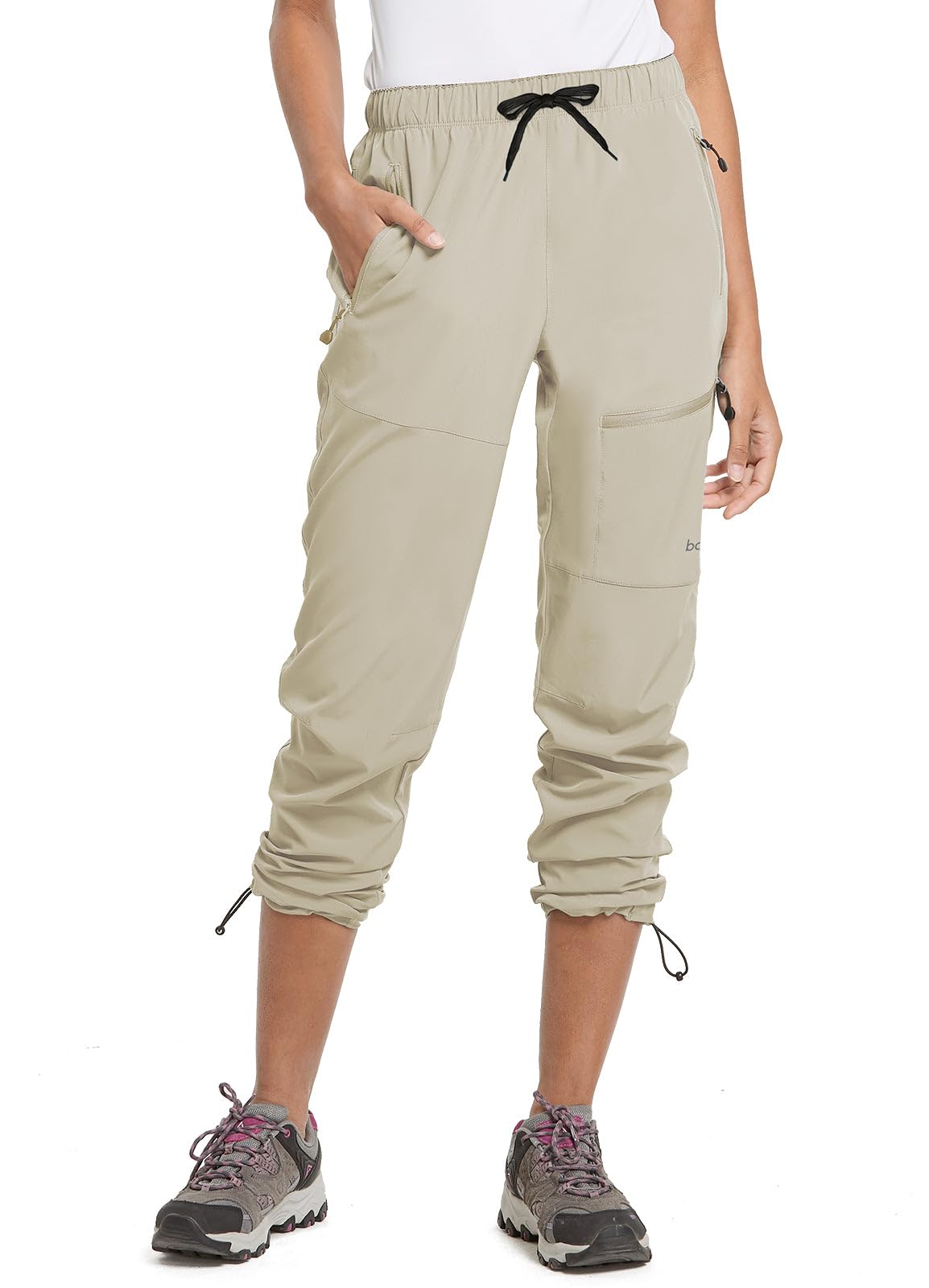 baleaf Travel Pants Women Hiking Long Tall Lightweight Quick Dry Water Resistant Cargo Pants 31'' Trip 31''-Suntan XS