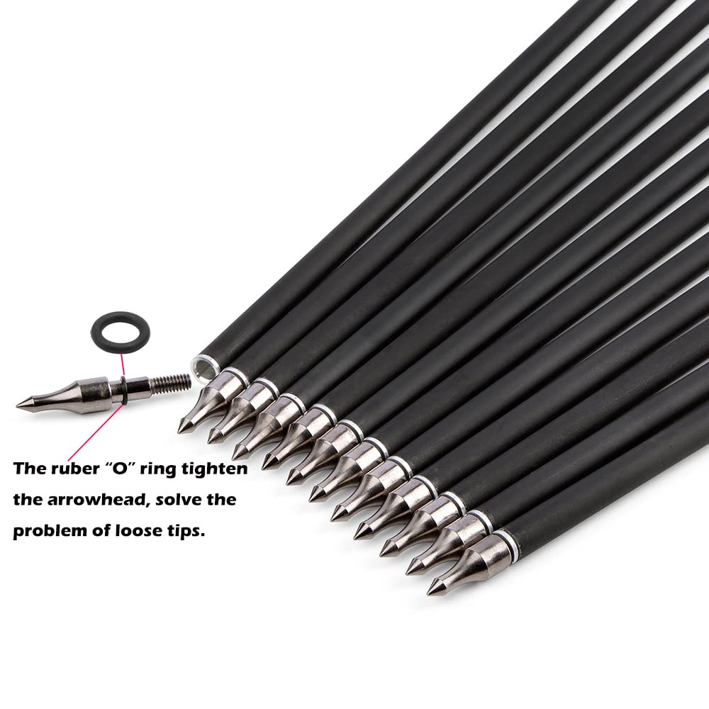 wolfman 31" Carbon Arrows Archery Hunting Arrows Targeting Practice Arrows with 5" Turkey Feathers Spine 500 for Recurve Bow and Compound Bow 6/12pcs (Orange, 12pcs)
