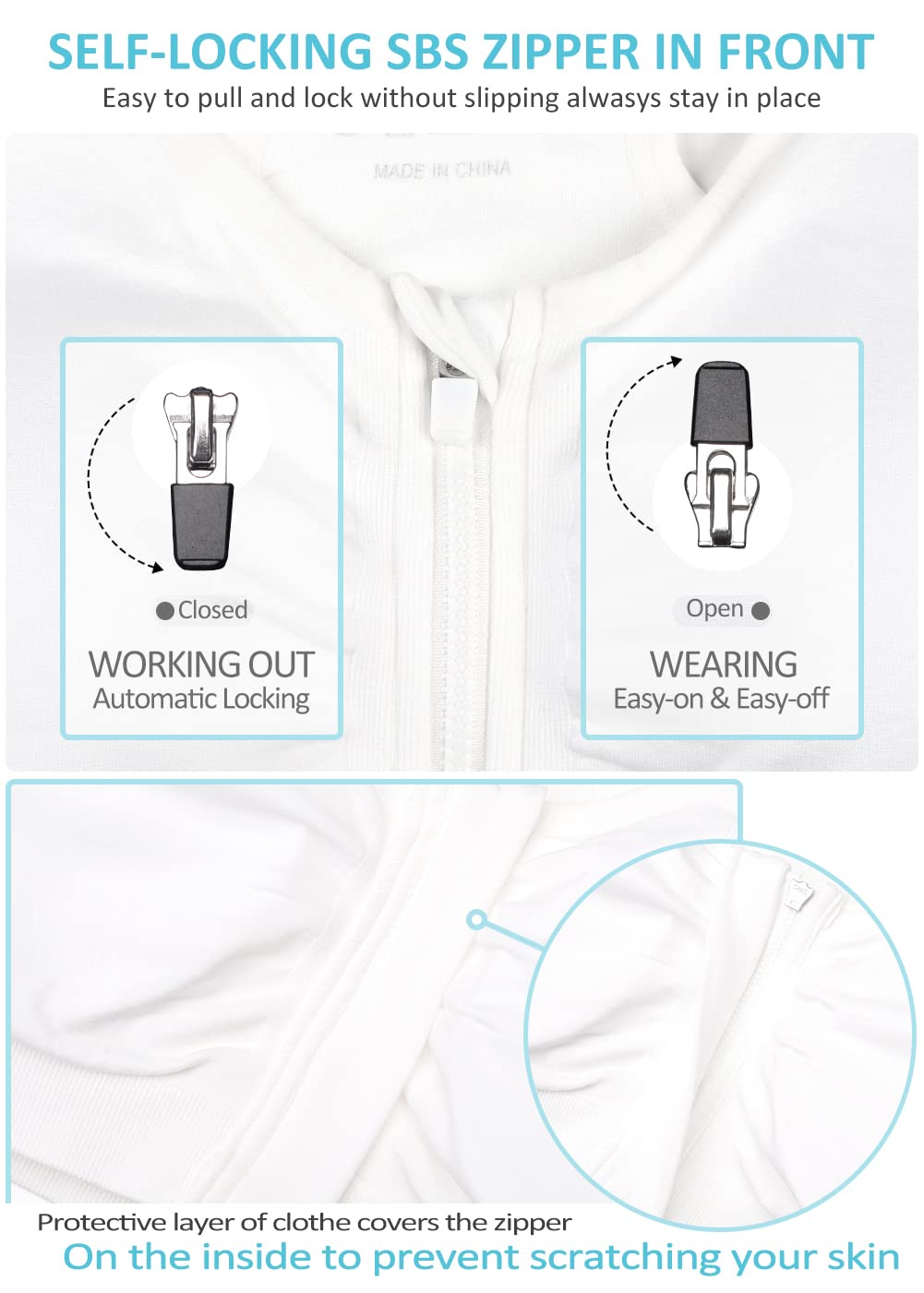 Women's Zip Front Sports Bra - Wireless, Padded, Racerback, Running, Yoga, Seamless Mastectomy Bra - Post-Surgery Zipper Closure