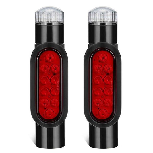 Partsam 2pcs Boat Trailer Guide on Post Pipe Light Set, [DOT Approved] [Patented] IP67 Waterproof Black Boat Trailer Pole Lights, Turn Signal Brake Tail Lights 12V