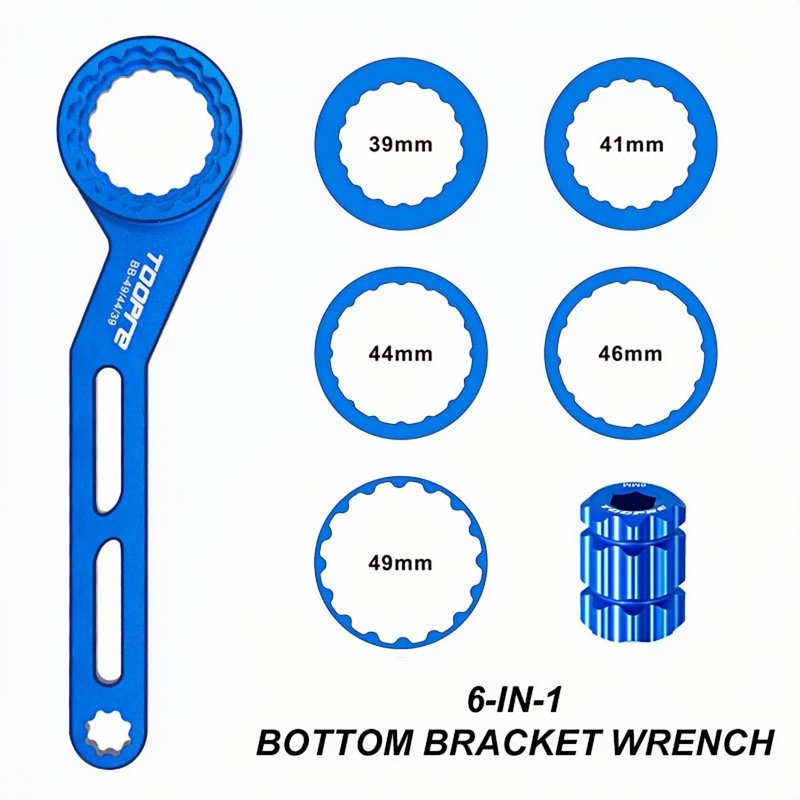 6-in-1 Center Shaft Wrench Professional Bottom Bracket Multi-Tool - Universal Bicycle Service Kit for ISO/JIS Standard Systems
