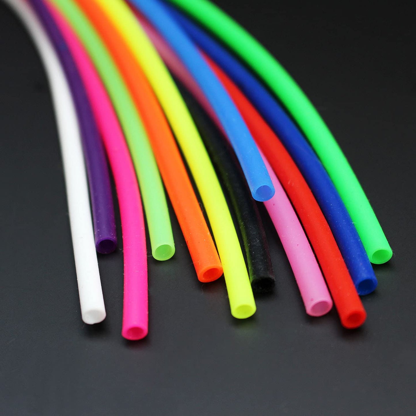 Tigofly 12 pcs 12 Colors UV Silicone Tube 1/8" ID x 5/32" OD Small Soft Flexible Hollow 10inch Fly Tubing Fly Tying Tubes Materials