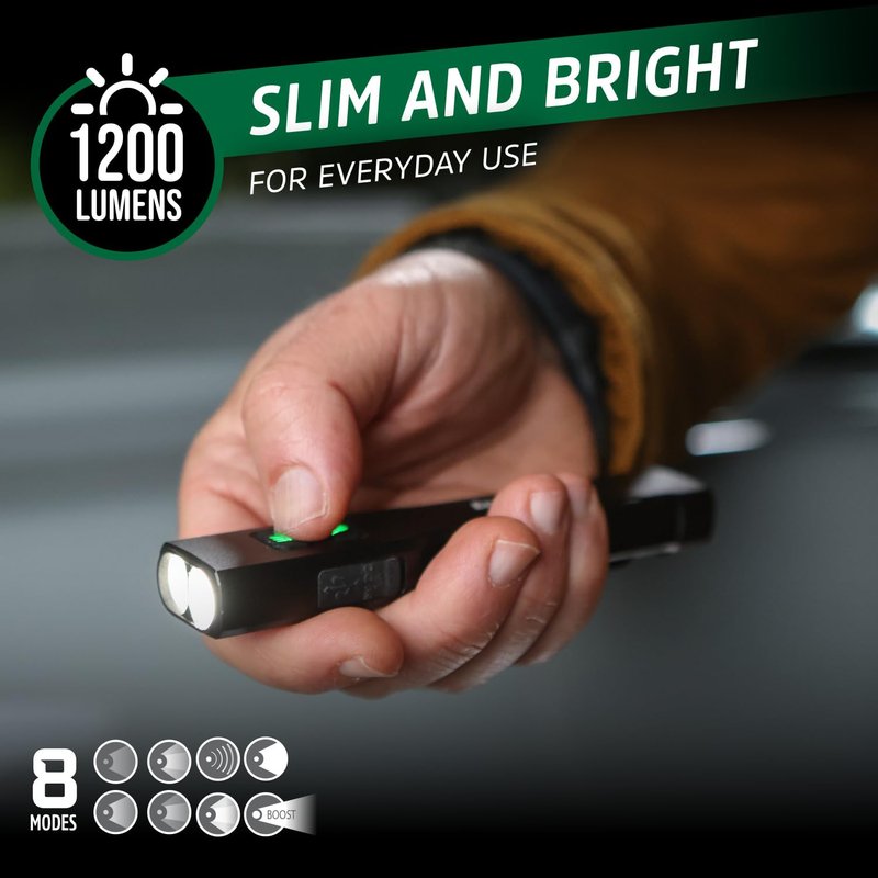 Energizer 1200SL-R Flashlight Rechargeable for EDC, Tactical Flashlight Ultra Bright, IPX4 Water-Resistant, USB-C Cable Included