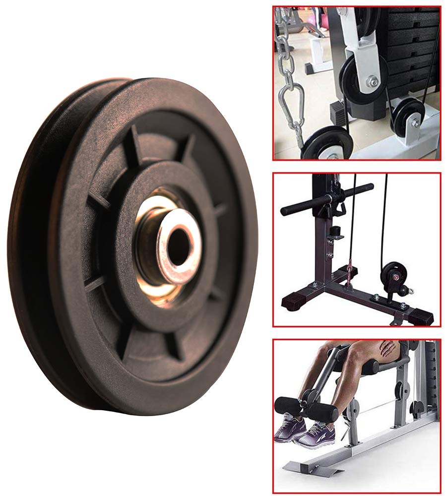 LFJ 90mm/3.5" Nylon Bearing Pulley Wheel Replacement for Gym Equipment Part Cable Machine (2 PCS)