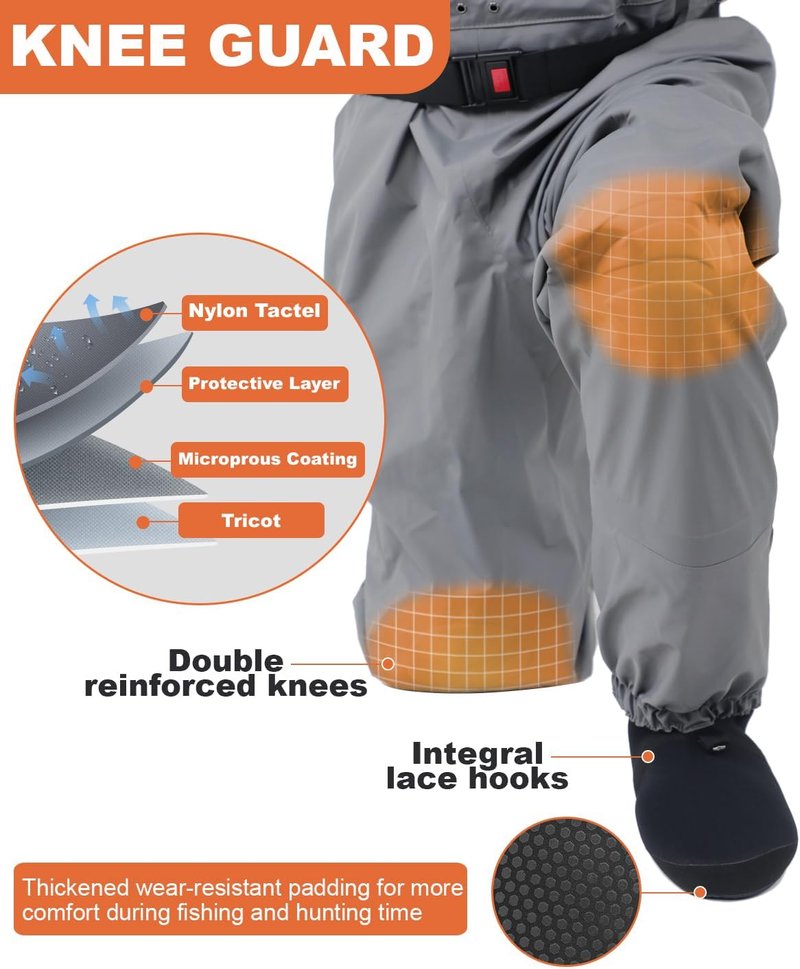 Waterproof Chest Waders for Men & Women - Breathable Lightweight Stocking Foot Design for Fly Fishing
