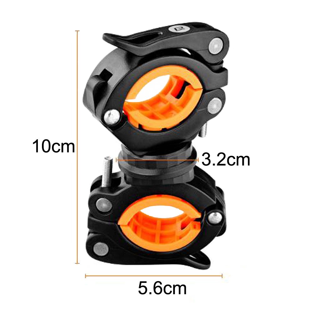 Vonpri [3 Pack Flashlight Holder, Mount Bicycle Mounting Bracket Flashlight Holder Torch Clip 360º Rotation (Orange)