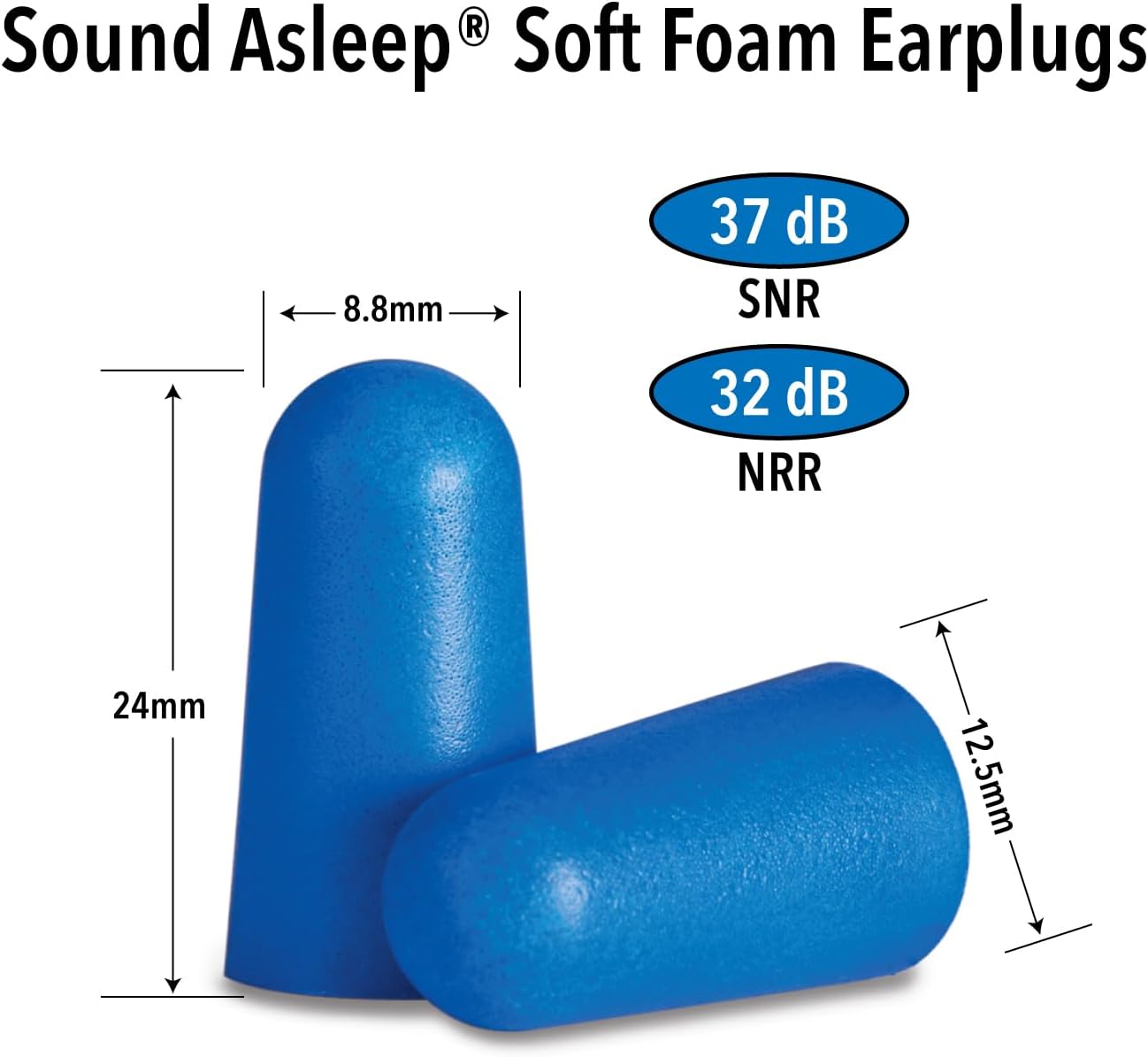 Mack's Sound Asleep Foam Earplugs - 32dB Noise Reduction, Comfortable for Sleeping & Travel | 12 Pairs