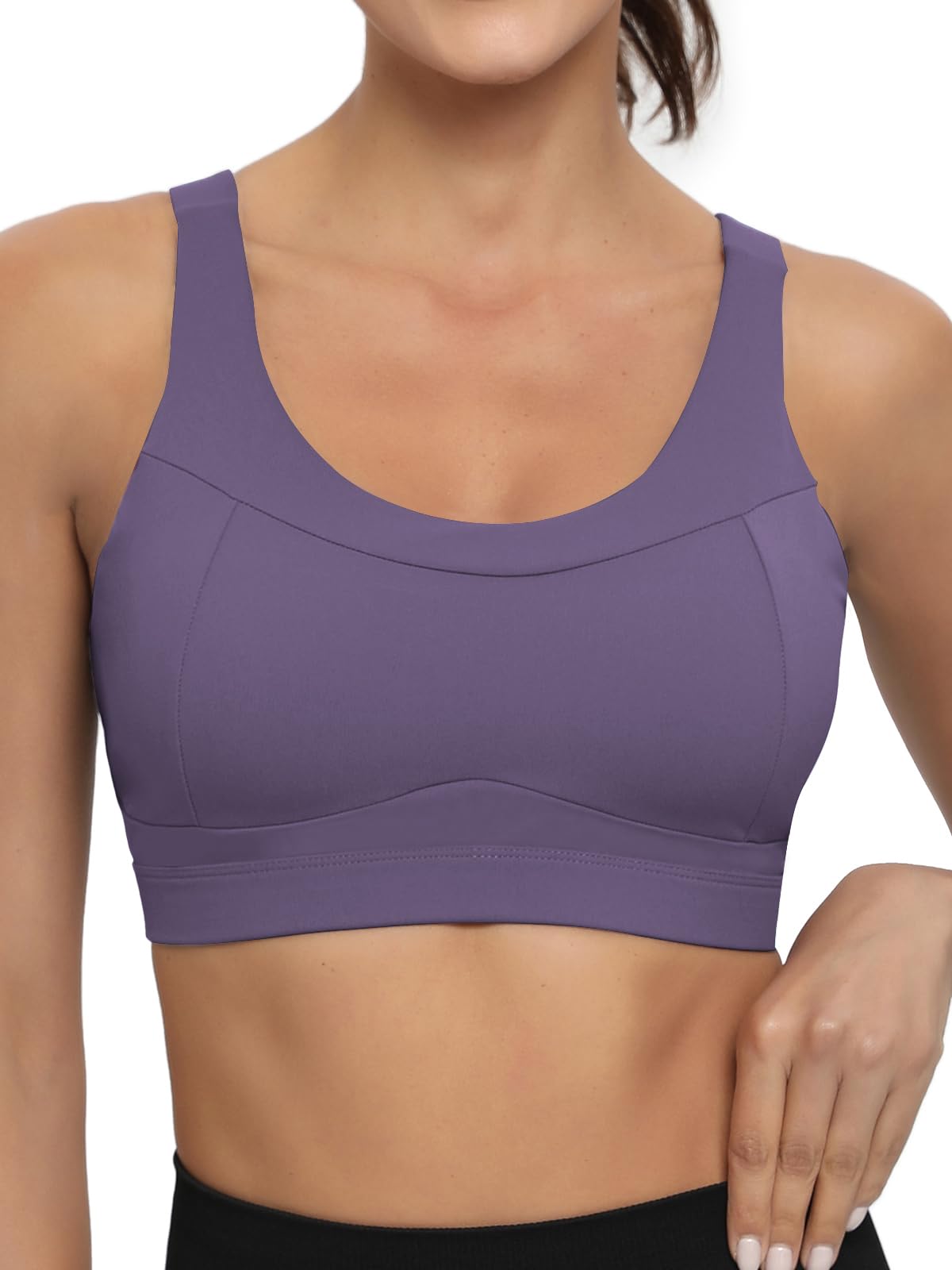 RUNNING GIRL High Impact Sports Bras for Women,Racerback Bra Workout Crop Tops for Women(WX2667 Purple,L)