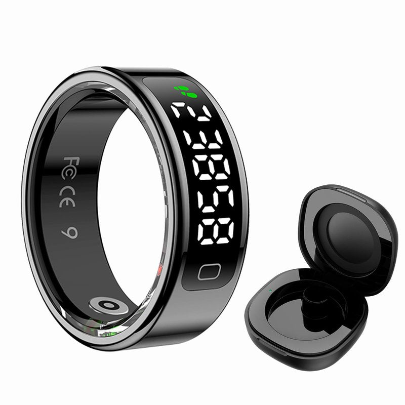 Yihou Smart Ring for Women Health Ring Fitness Tracker with Pedometer Heart Rate Monitor Screen Display Prayer Count No Subscription Fee for Android iOS Black 12