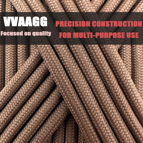 VVAAGG 550 Paracord 100FT, Heavy-Duty Strong Rope, 4mm Parachute Cord, Outdoor Camping Gear Tent Rope Tan