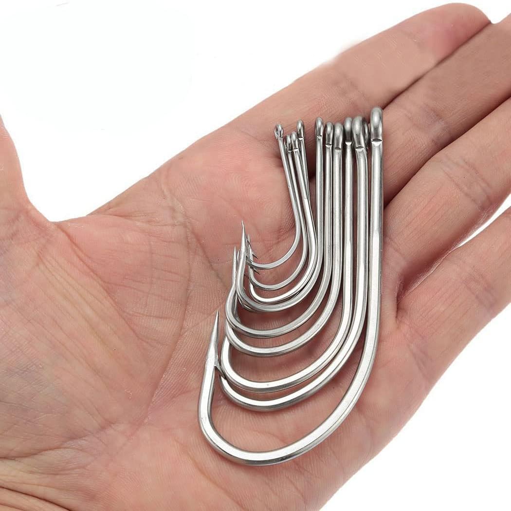 Saltwater Fishing J Hooks - O'Shaughnessy Forged Stainless Steel for Trolling | Size 1/0-10/0
