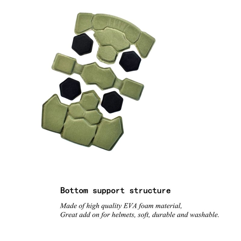 Tactical Fast Helmet Pads Set Military Memory Foam Pad Protective Mat Airsoft Helmet Padding Kit, Universal Replacement Motorcycle Tactical Cushions Mats (Green)