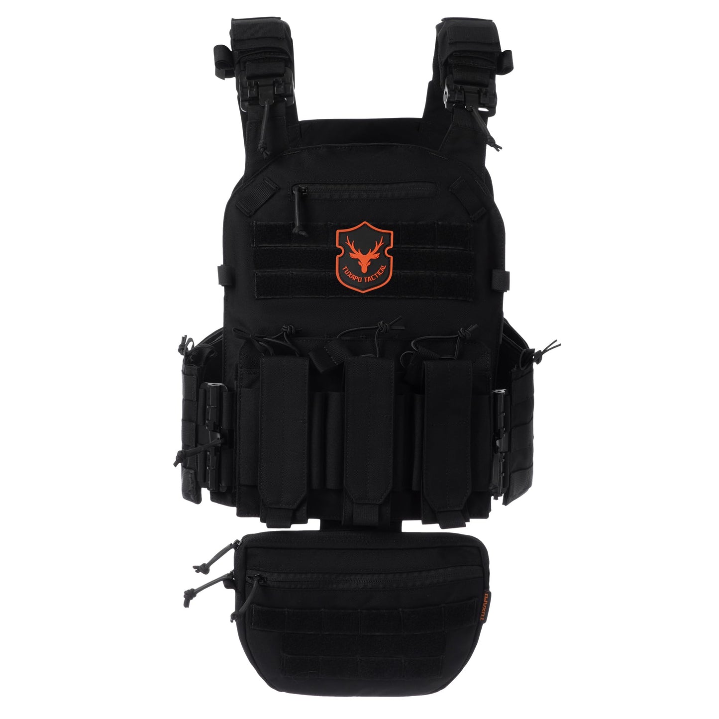 Tuxapo Tactical Molle Vest for Men with Quick Release Front Pouch Set Heavy-Duty Detachable and Reassembleable