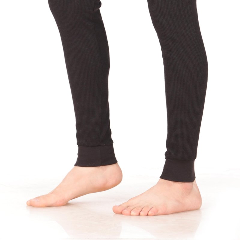 Thermal Underwear Pants for Men Long Johns Cotton Blend Base Layer Waffle Knit Bottoms Classic Cold Weather Black