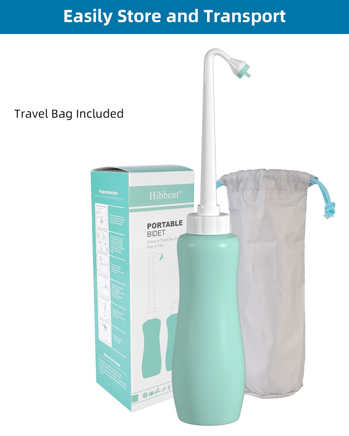 2 Pack Travel Bidet Bottle, Portable Bidet Sprayer Hand held Bidet 650ml for Personal Hygiene Care, On-the-Go Travel Bag Extra Long Pointed Nozzle Spray for Women, Baby and Elderly-Green Bottle