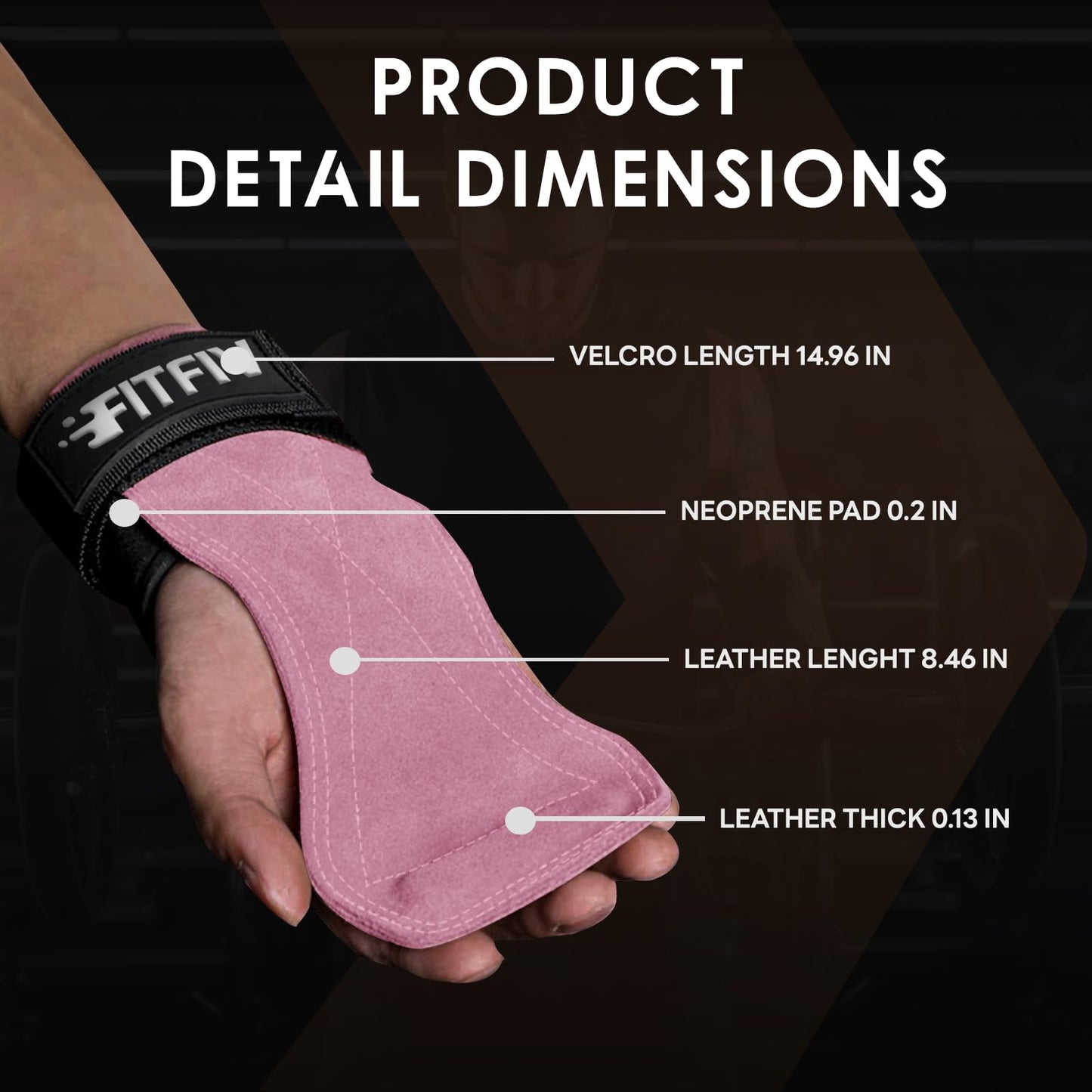 FITFIV Weight Lifting Wrist Strap, Double Leather Weightlifting Wrist Straps for Gym Strength Training, Neoprene Padded Wrist Wraps - for Men & Women (Pair)