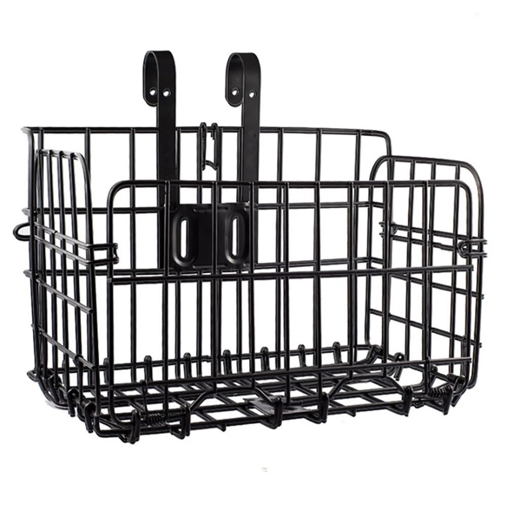 Takelablaze Bike Basket Front/Rear Folding Bike Front Basket Bicycle Wire Basket with Handles Quick Release Design Metal Bike Basket Easy Install to Front Handlebar or Rear Rack