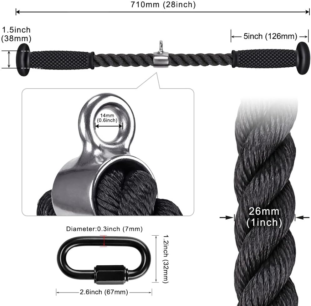 Kipika Tricep Pull Down Attachment - Cable Machine Accessory for Home Gym | Durable Pulley System Fitness Equipment
