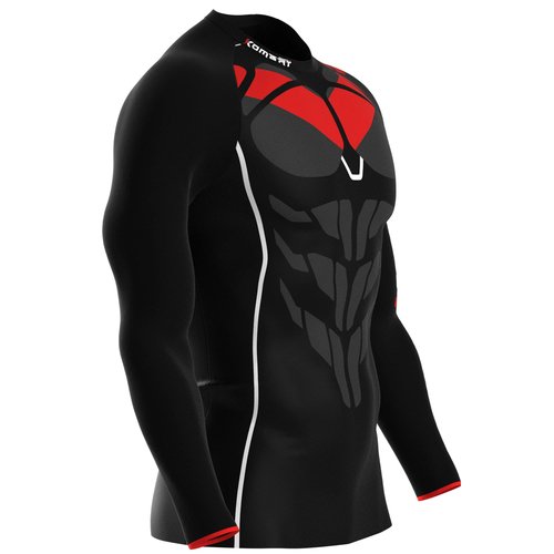 KOMBAT USA Rash Guard for Men Knight Wing | Mens Long Sleeve Rash Guard | Compression Shirt | BJJ Rash Guards for Men (as1, Alpha, x_l, Regular, Regular, Black)